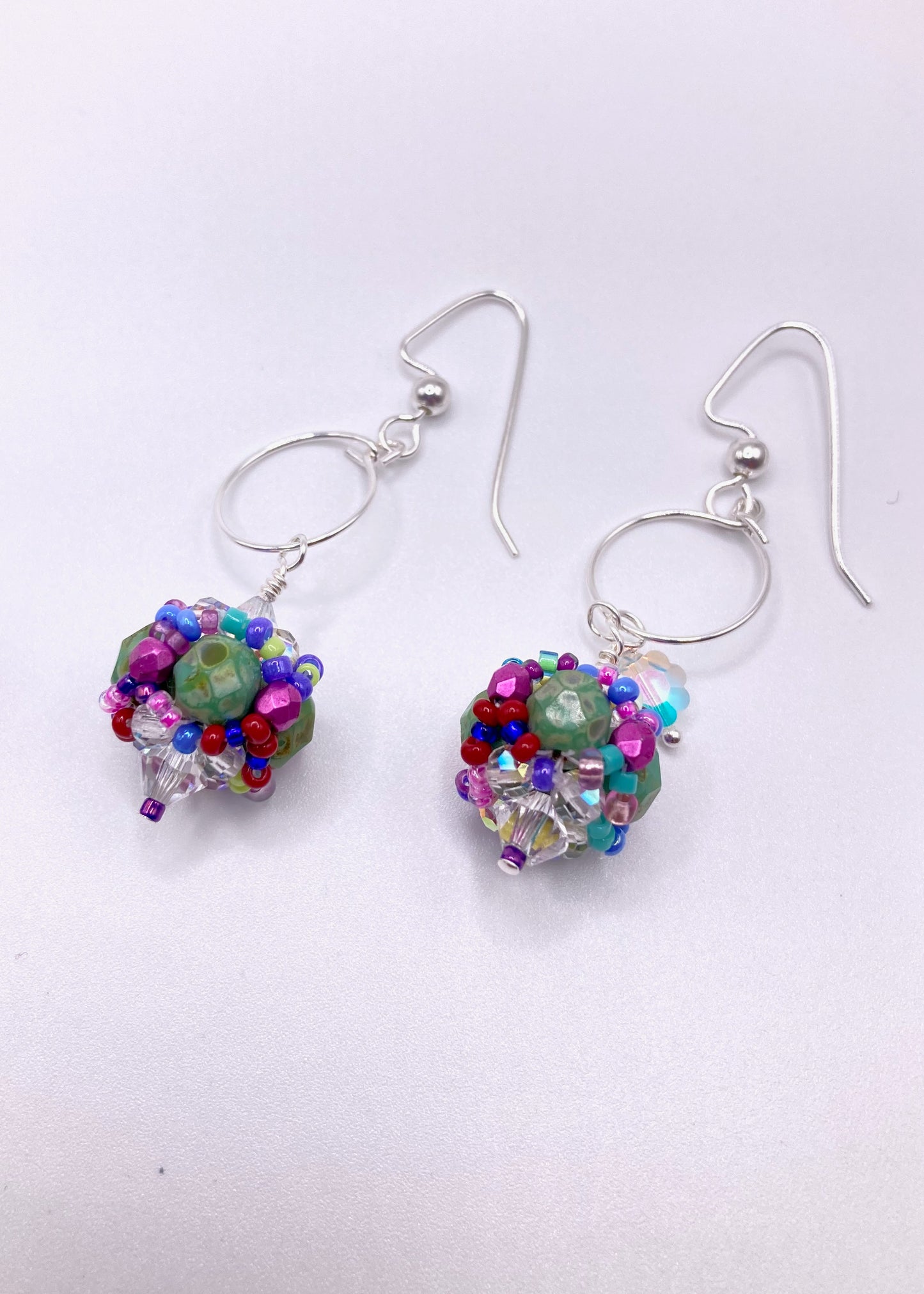 Bridge of Flowers Simple Silver Hoop Earrings