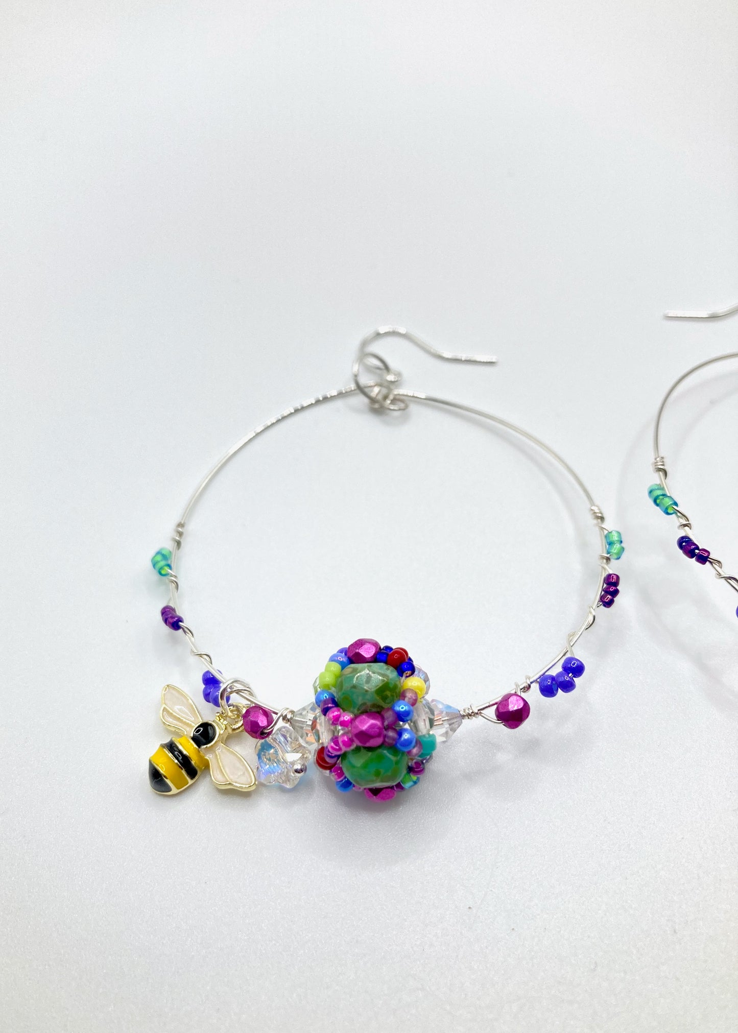 Bridge of Flowers Silver Hoop Earrings