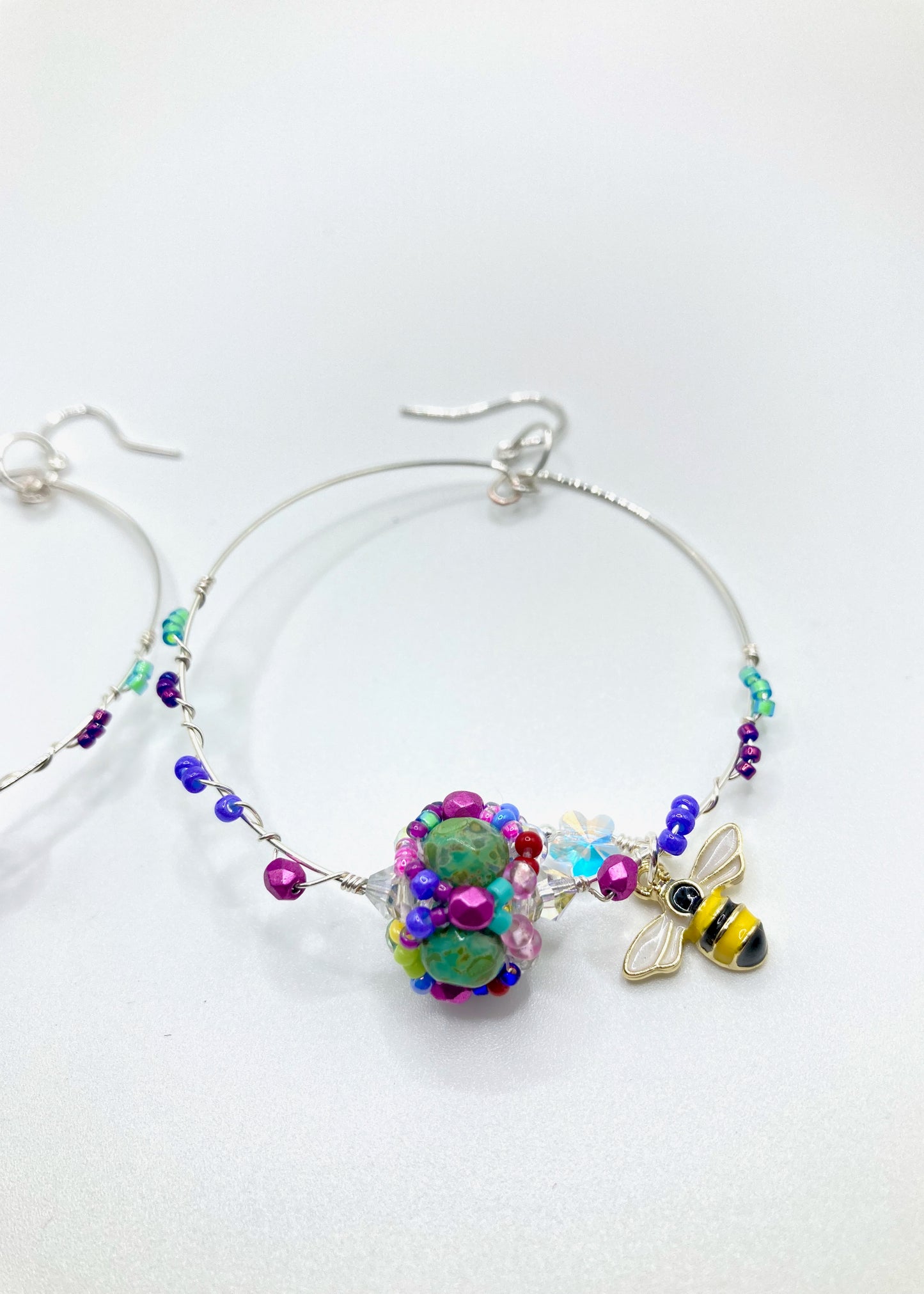 Bridge of Flowers Silver Hoop Earrings
