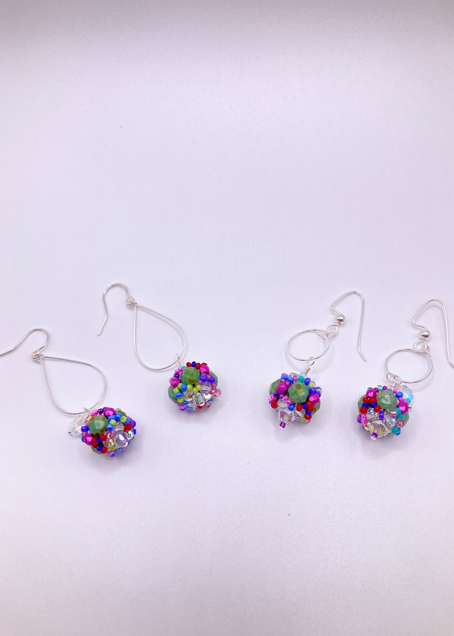 Bridge of Flowers Simple Silver Hoop Earrings