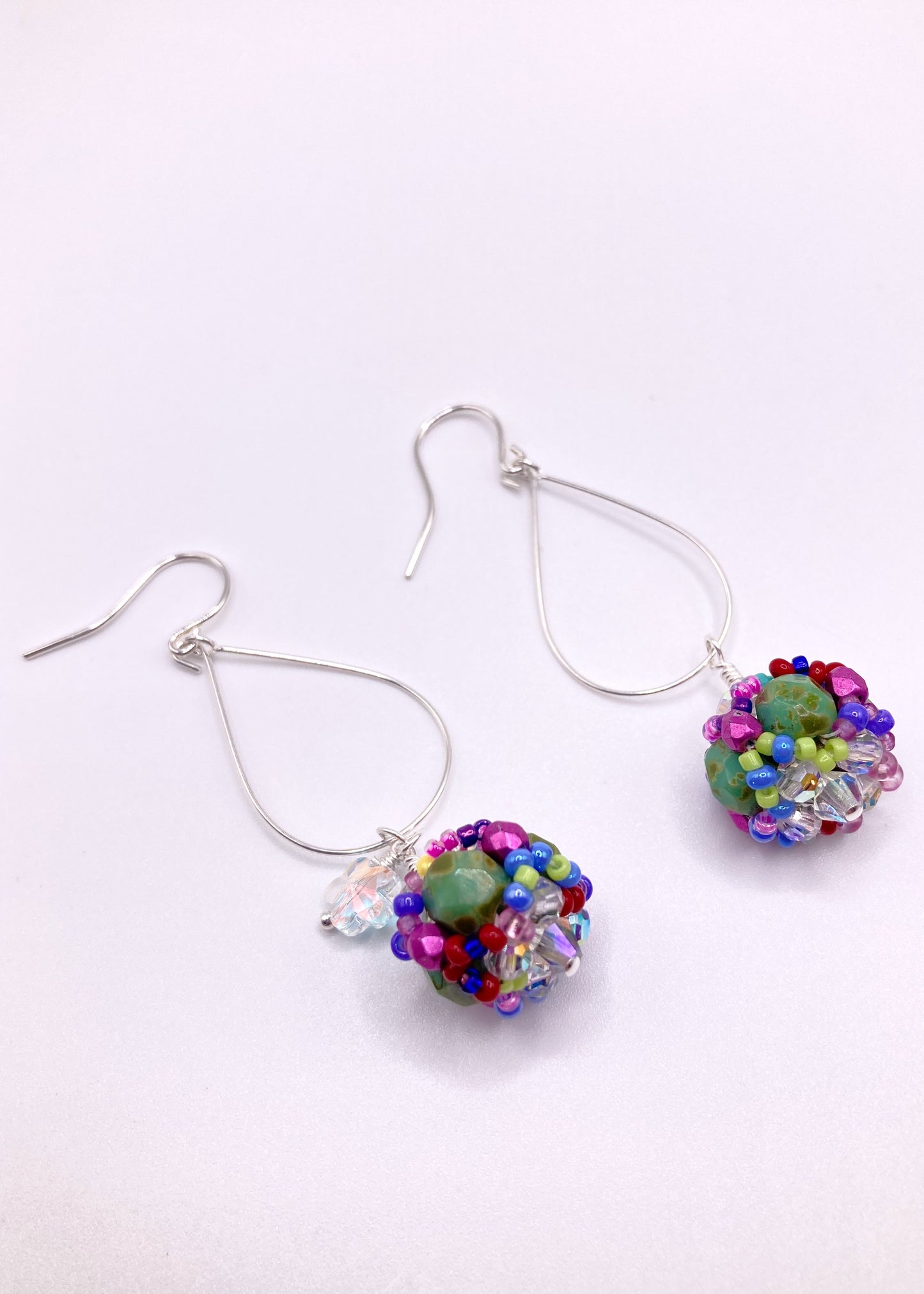 Bridge of Flowers Simple Silver Hoop Earrings