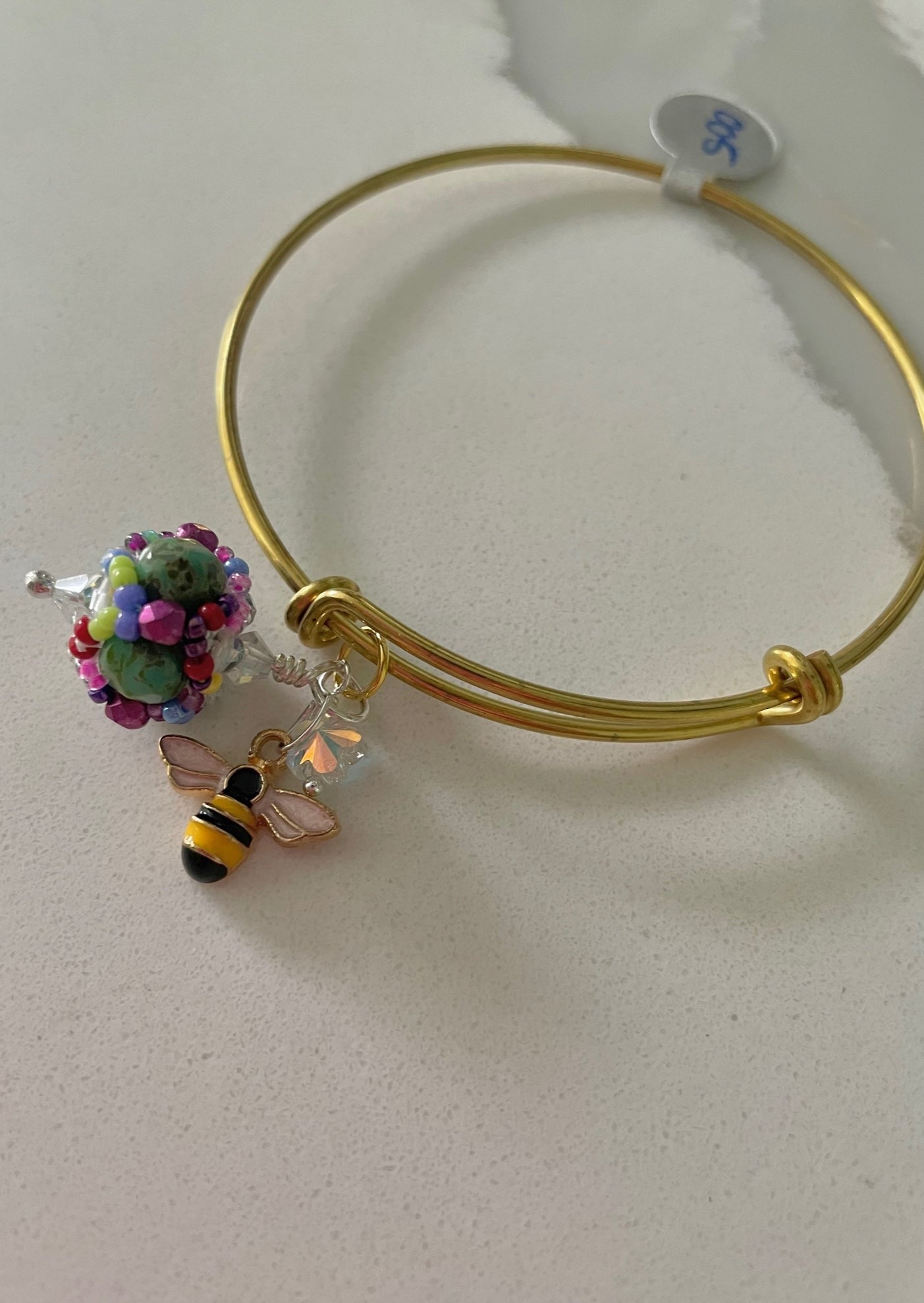 Hand Beaded Bridge of Flowers Inspired Bracelet made by Mango Fish Inc in Western MA