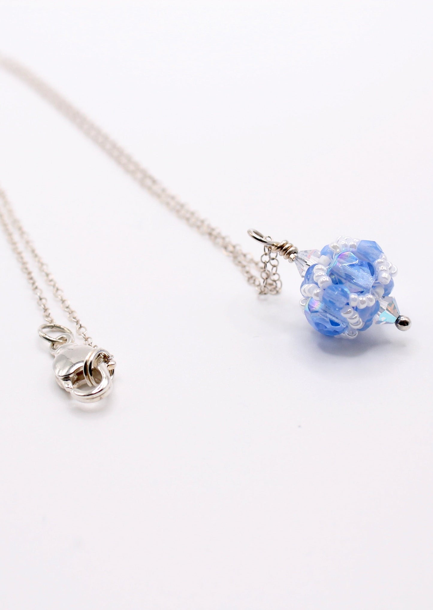 Gifts for Teachers_Sterling Silver Necklace with Light Blue Beaded Pendant