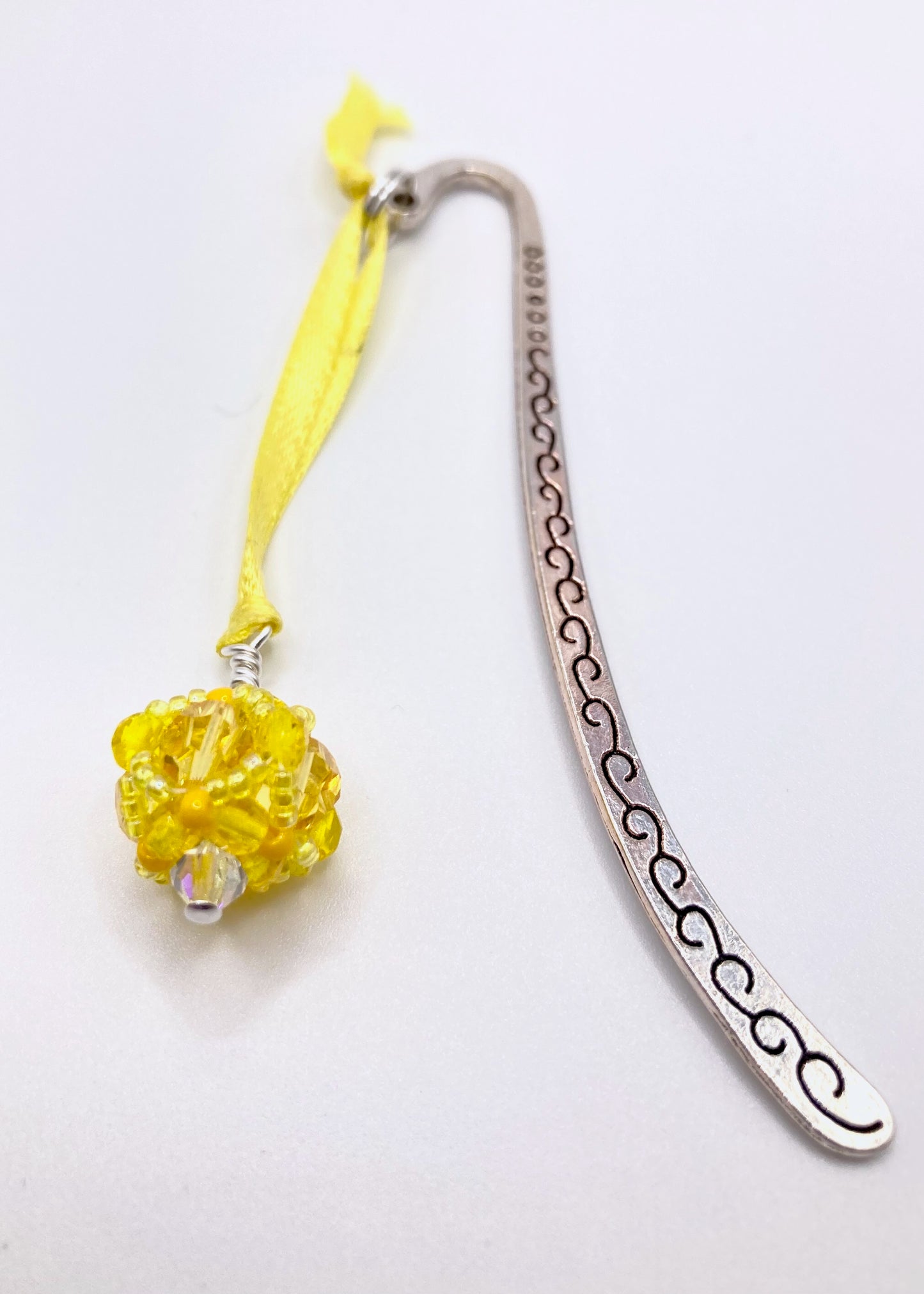 Lemon Yellow Beaded Bookmark -- Gifts for Book Lovers and Librarians