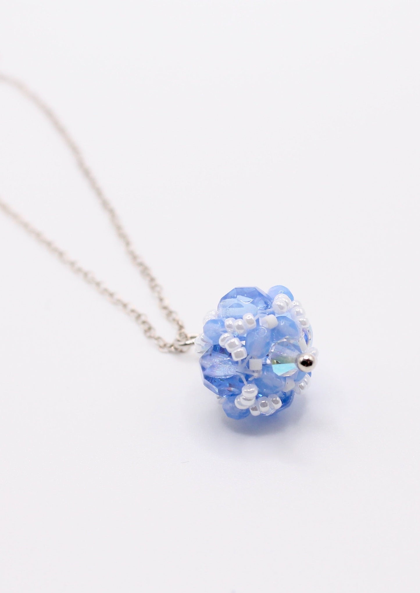 Gifts for Teachers_Sterling Silver Necklace with Light Blue Beaded Pendant