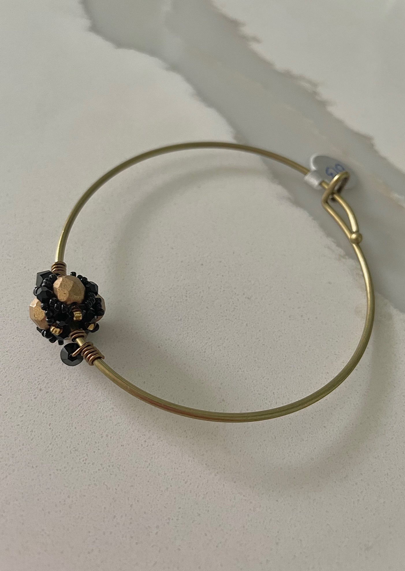 Black and Gold Hand beaded Tigress Bangle Bracelet by Mango Fish Inc.