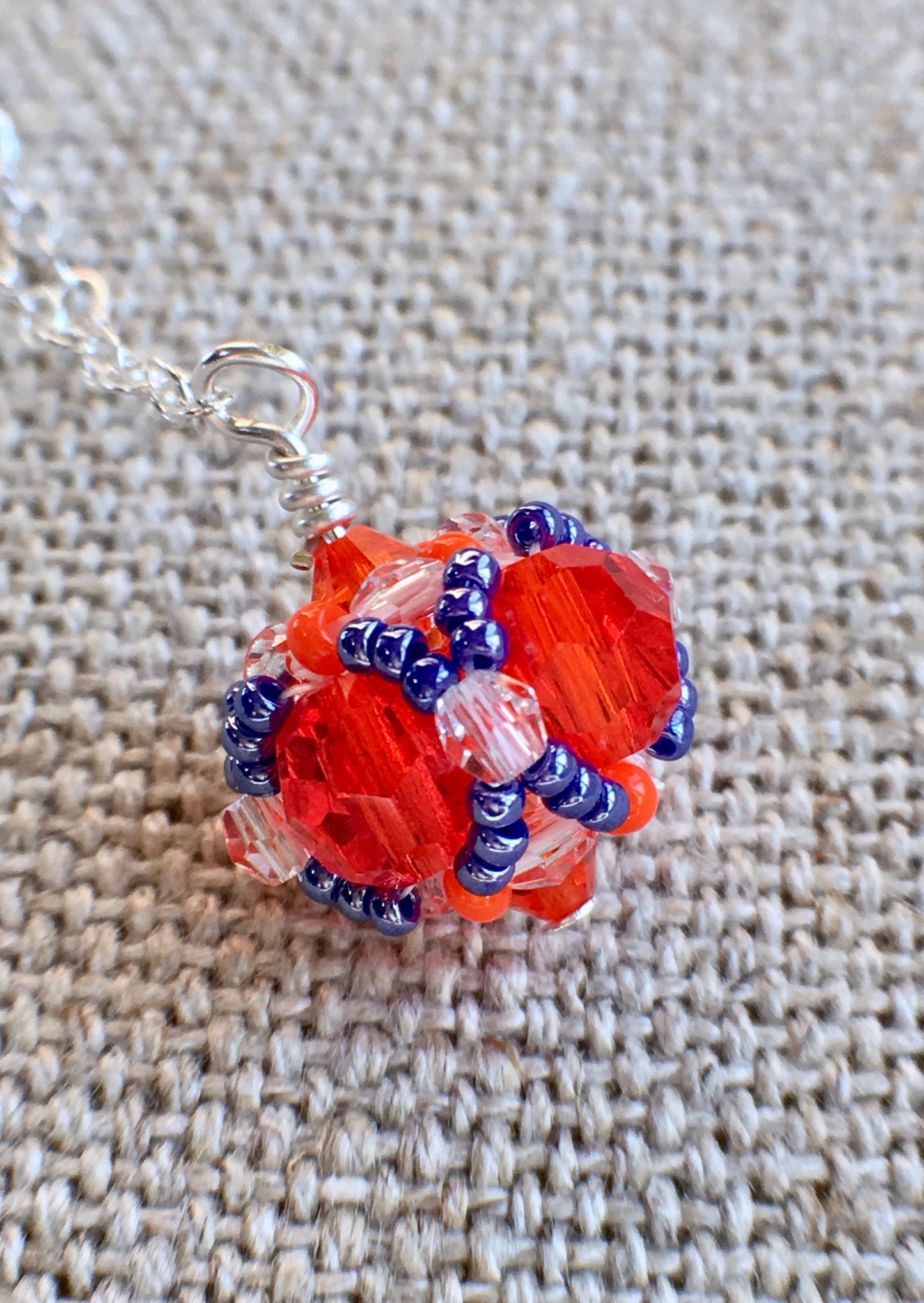Orange & Purple Beaded Necklace - (Clemson University)
