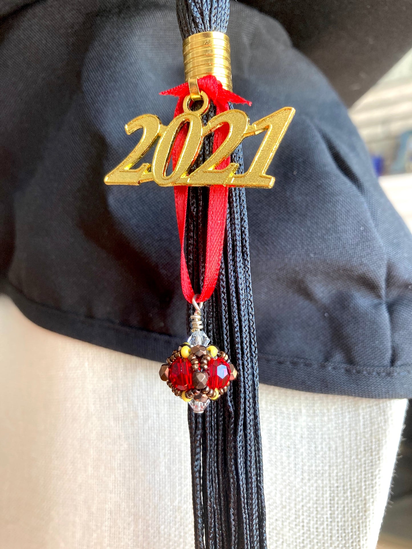 Brown University - Graduation Cap Beaded Tassel Charm