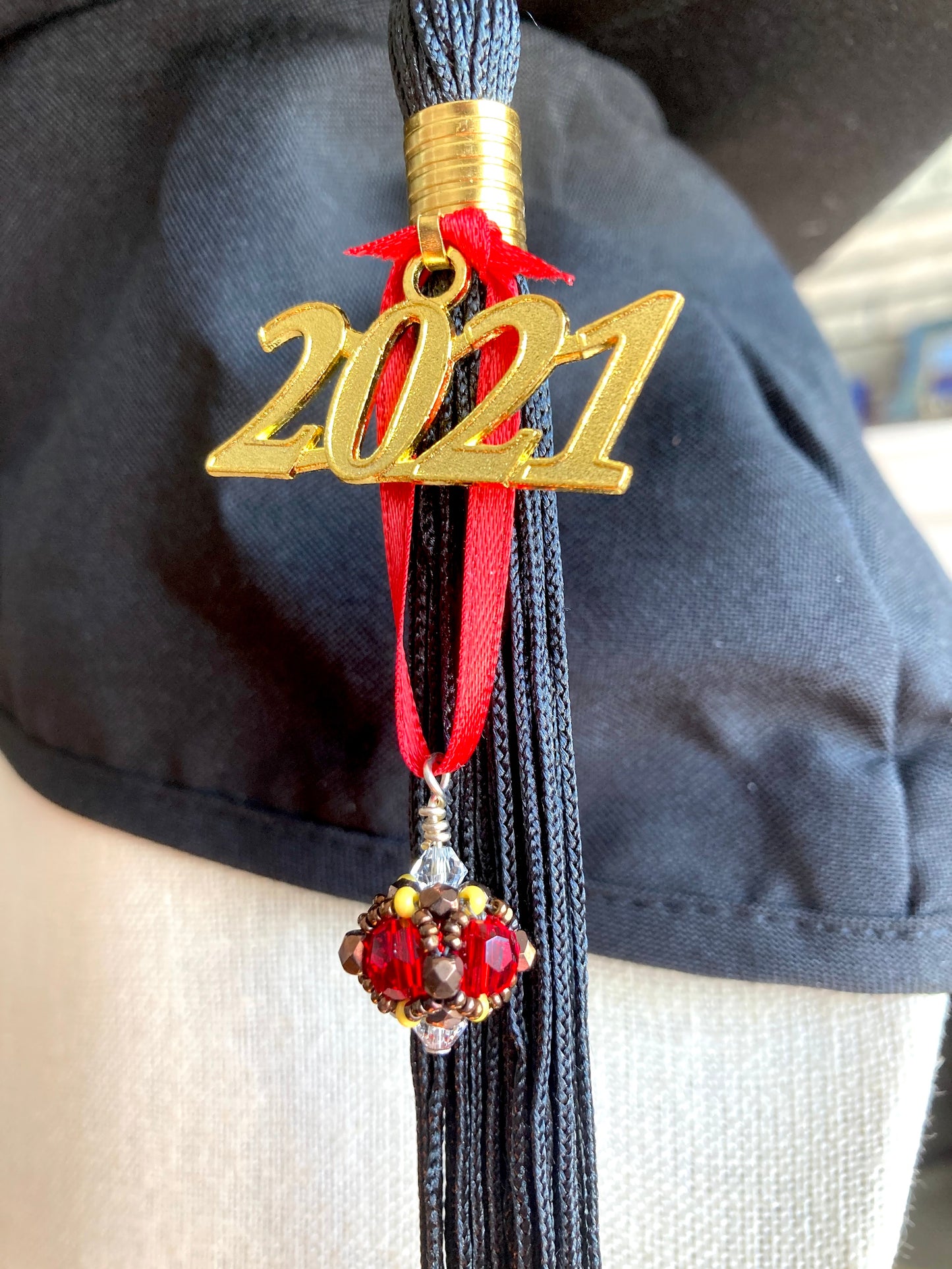 Brown University - Graduation Cap Beaded Tassel Charm