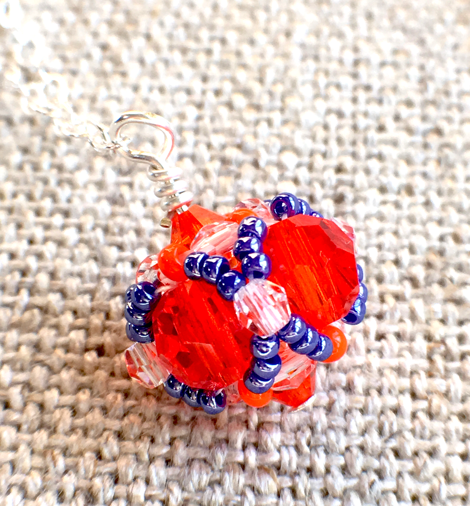 Orange & Purple Beaded Necklace - (Clemson University)