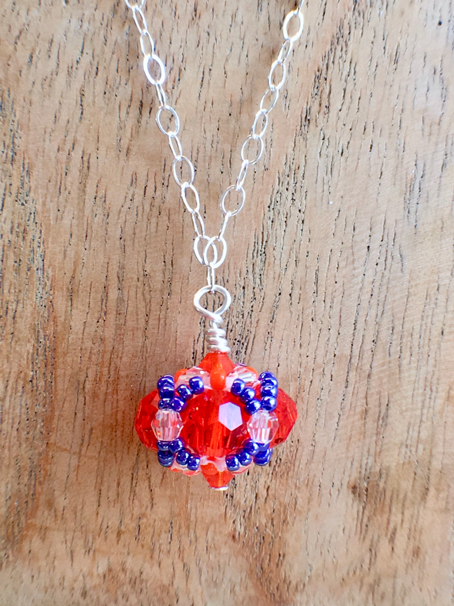 Orange & Purple Beaded Necklace - (Clemson University)