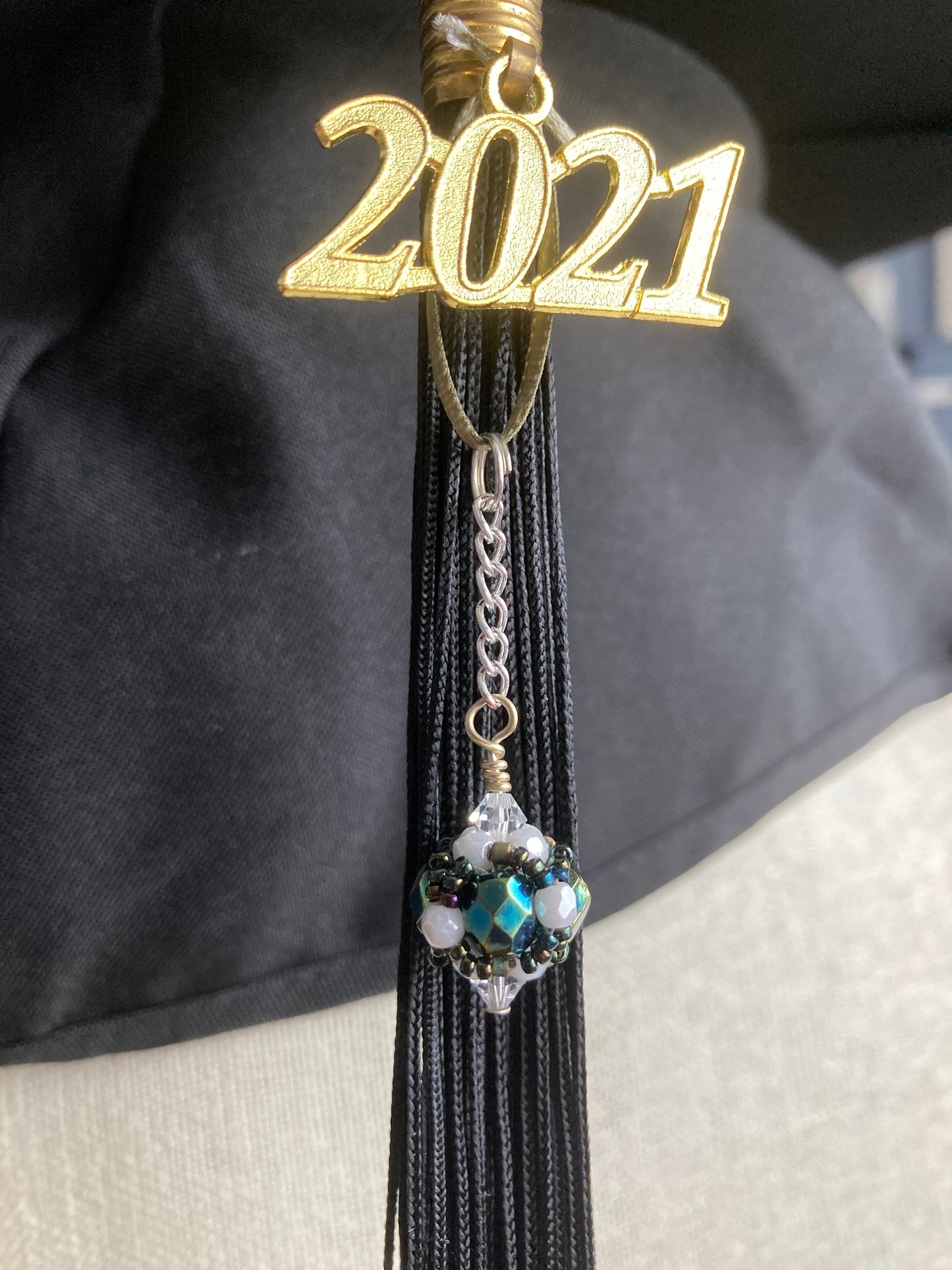 Deerfield Academy - Graduation Cap Beaded Tassel Charm