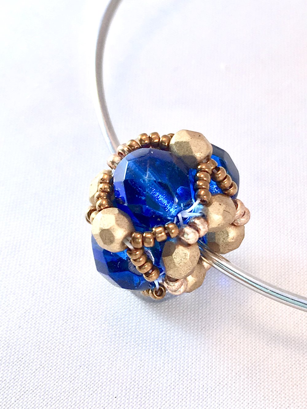 Blue & Gold Beaded Bangle Bracelet (University of Notre Dame)
