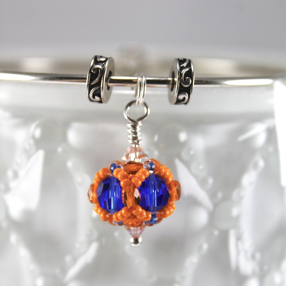 Orange & Blue Beaded Bangle Bracelet (Danbury High School)