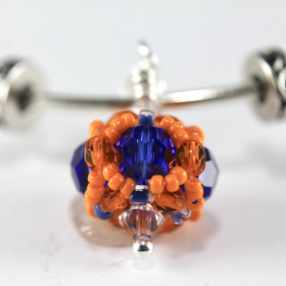 Orange & Blue Beaded Bangle Bracelet (Danbury High School)