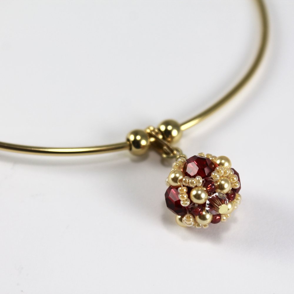 Garnet Red & Gold Beaded Bracelet (Chi Omega Sorority)