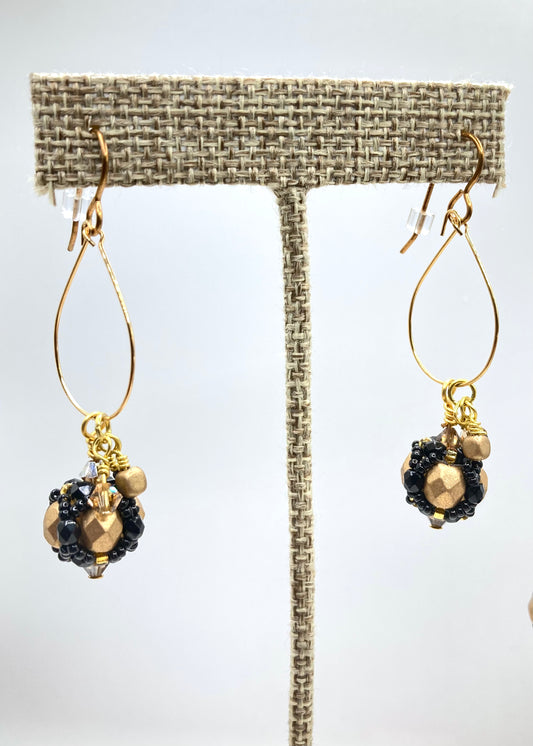 Wild Tigress Gold Teardrop Earrings with Adornments