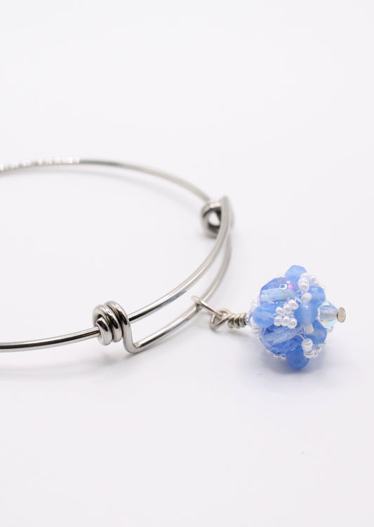 Gifts for Teachers Light Blue Beaded Pendant Bangle Bracelet