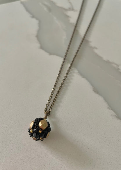 Black and Gold Hand beaded Tigress Necklace by Mango Fish Inc. 