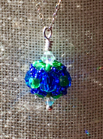Blue and green glass beaded necklace representing Williston Northampton School