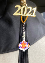 Load image into Gallery viewer, Clemson University Gifts -- Handcrafted Crystal &amp; Glass Proud of U.™ Graduation Cap Tassel Charm
