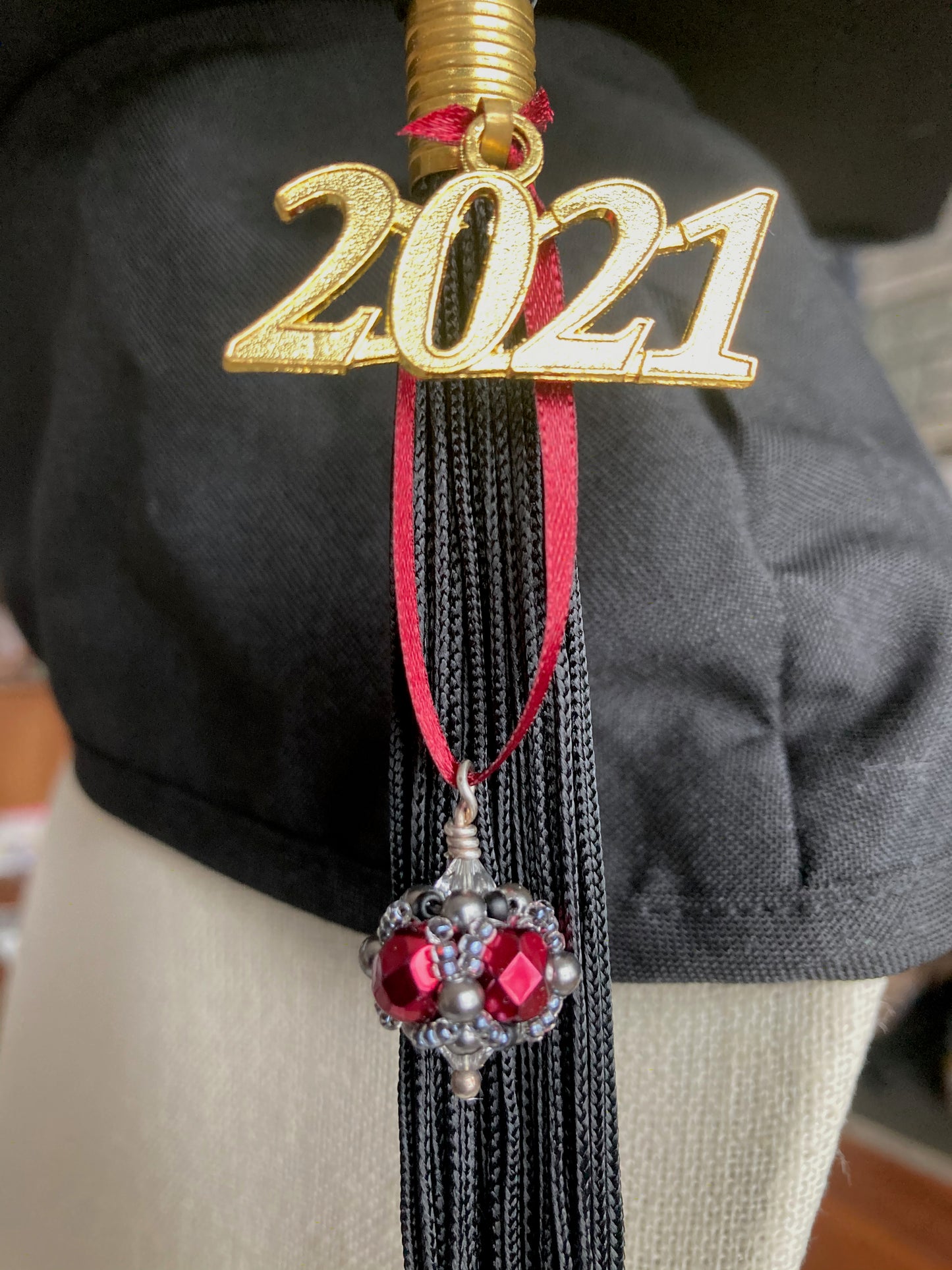 Harvard University - Graduation Cap Beaded Tassel Charm