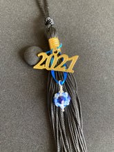 Load image into Gallery viewer, University of Maine Gifts -- Handcrafted Crystal &amp; Glass Proud of U.™ Graduation Cap Tassel Charm
