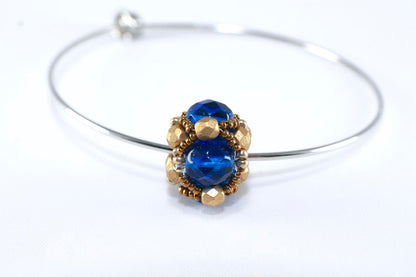 Blue & Gold Beaded Bangle Bracelet (University of Notre Dame)