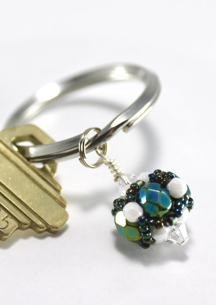 Teal & White Key Ring (Deerfield Academy)