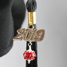 Load image into Gallery viewer, Easthampton High School Gifts -- Handcrafted Crystal &amp; Glass Proud of U.™ Tassel Charm
