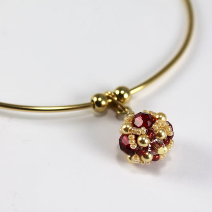 Garnet Red  & Gold Beaded Bracelet (Chi Omega Sorority)